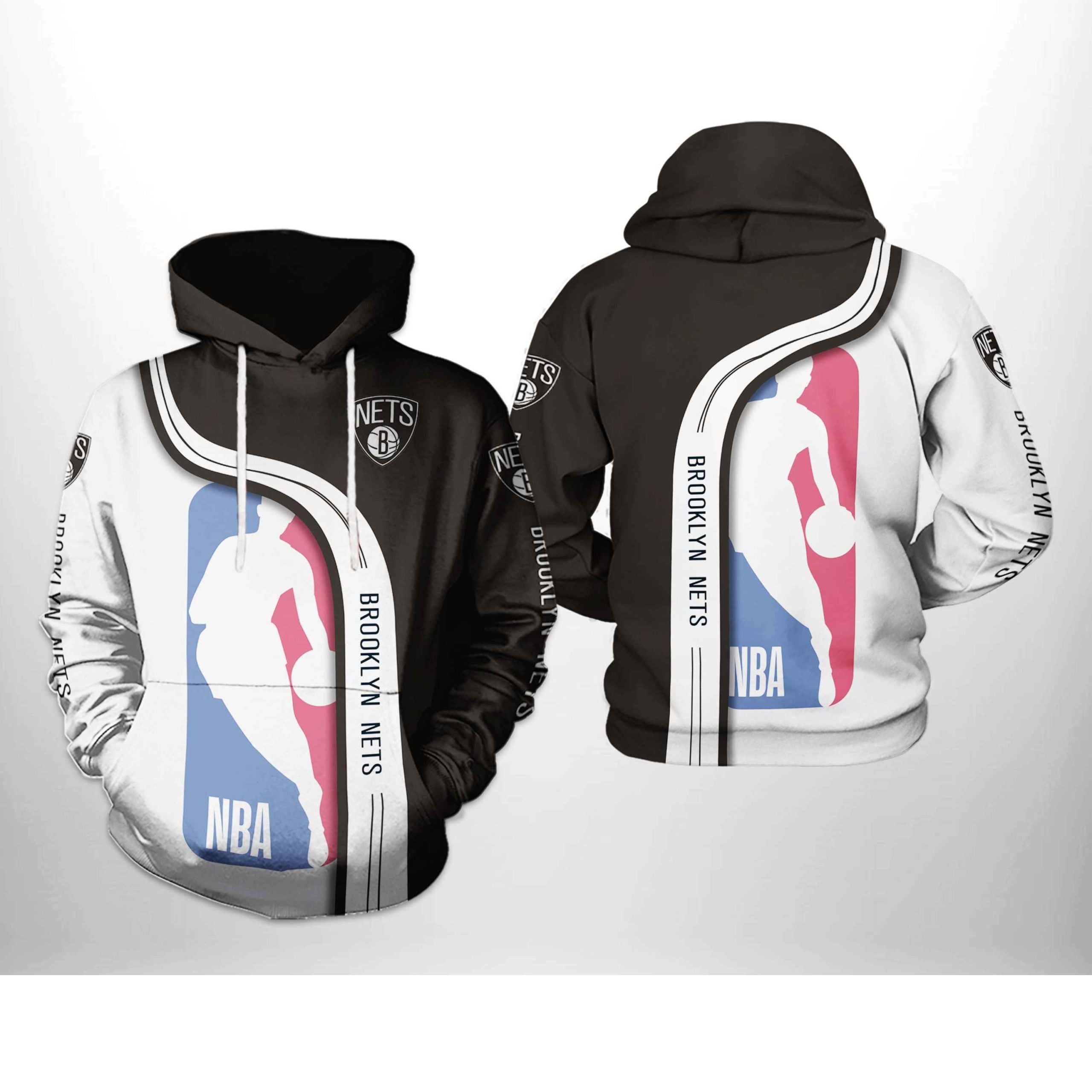 Men's Brooklyn Nets Fanatics Attack Colorblock Pullover Hoodie